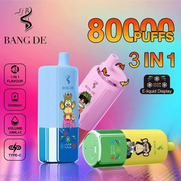 Bang DE 80000(80K) Puffs Triple Flavor 3-in-1 Disposable Vape