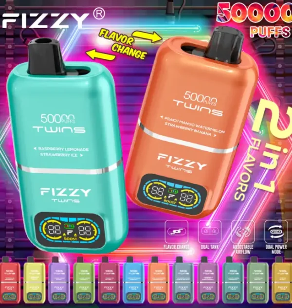 Fizzy Twins 50000 (50K) Puffs 2 IN 1 Disposable Vape