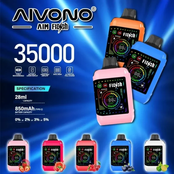 AIVONO AIM FLASH 35000 （35K）Puffs Dual Mesh Rechargeable Disposable Vape