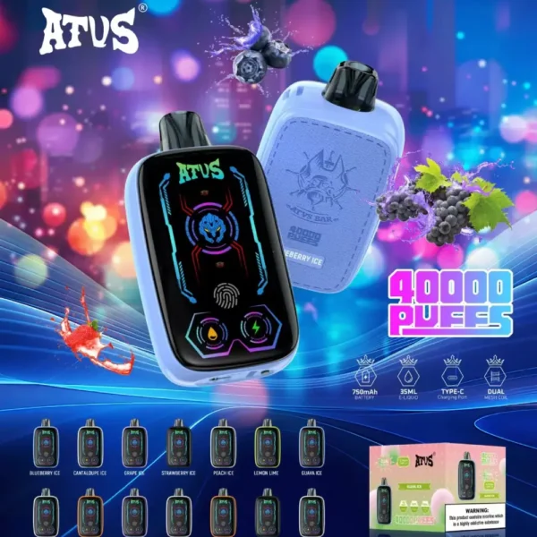 ATVS 40000 (40K) Puffs Dual Mesh Digital Screen Rechargeable Disposable Vape