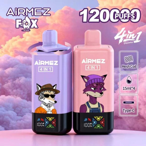 AIRMEZ FOX 120000 (120K) Puffs 4 IN 1 Taste Disposable Vape