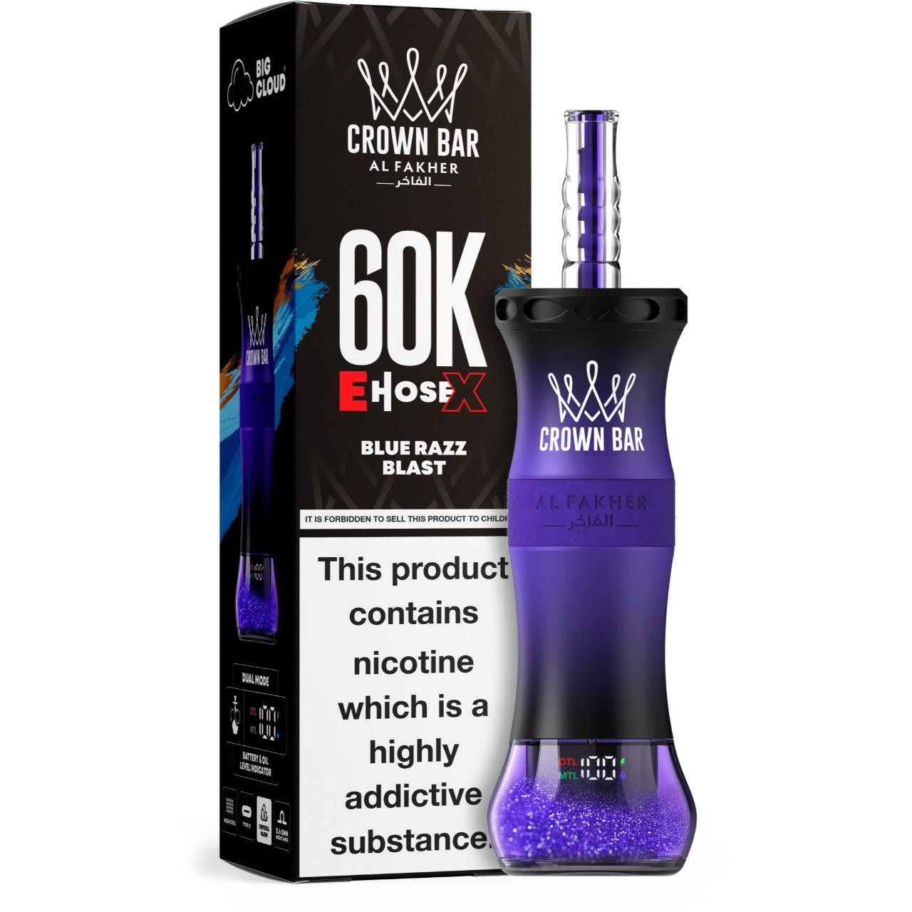 Al_Fakher_Crown_Bar_E_Hose_X_60K_Puff_Disposable_Blue_Razz_Blast__02757