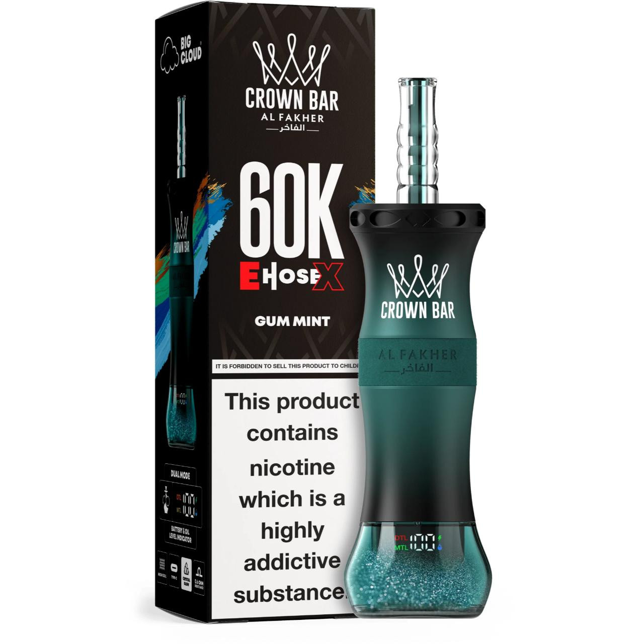 Al_Fakher_Crown_Bar_E_Hose_X_60K_Puff_Disposable_Gum_Mint__90819