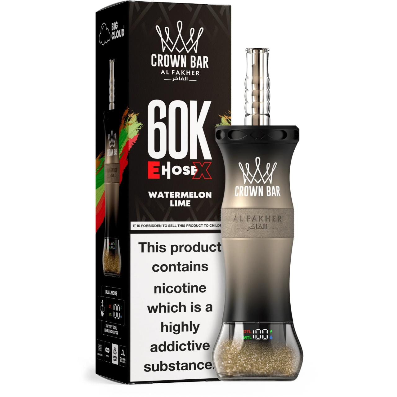 Al_Fakher_Crown_Bar_E_Hose_X_60K_Puff_Disposable_Watermelon_Lime__94598
