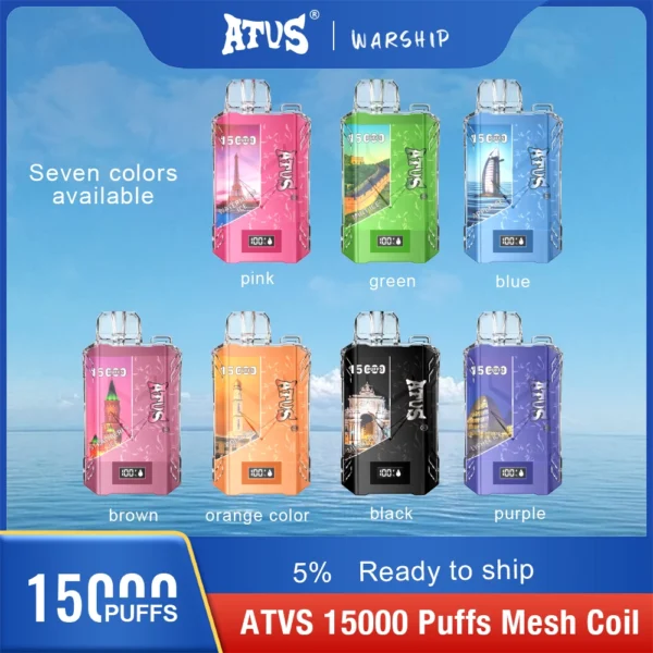 ATVS Warship 15000 (15K)Puffs  Rechargeable Disposable Vape