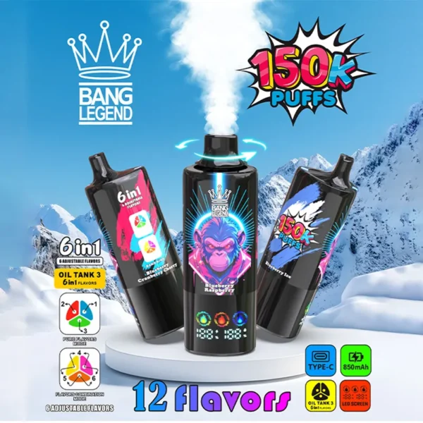 Bang Legend 150000 (150K) Puffs, 6 in 1 Disposable Vape