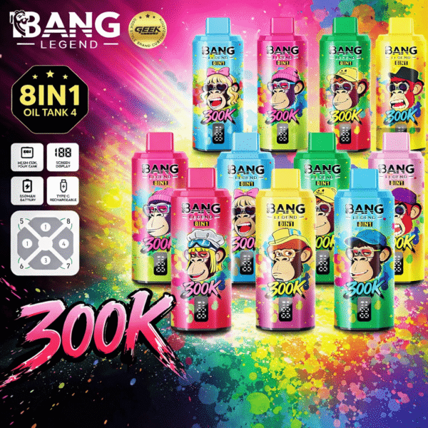 Bang Legend Geek 300000 (300K) Puffs 8-in-1 Rechargeable Disposable Vape