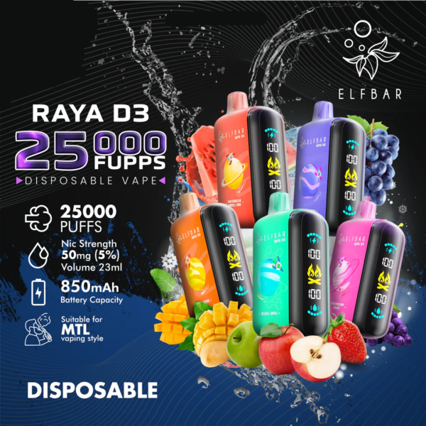 Elf Bar Raya D3 25000 (25K) Puffs Disposable Vape