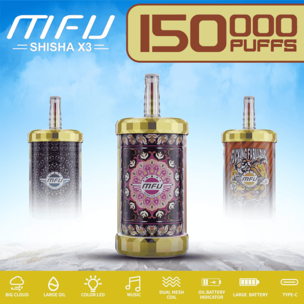 MFU SHISHA X3 Hookah150,000 (150K)Puffs Disposable Vape