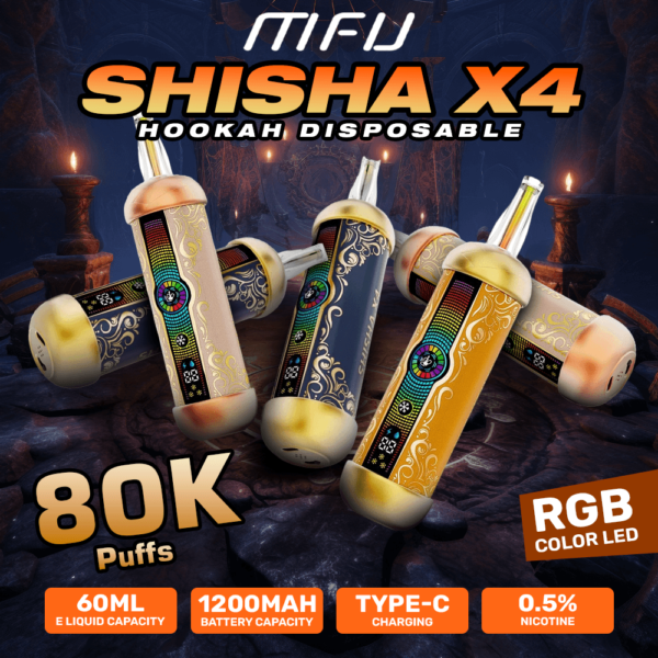 MFU SHISHA X4 Hookah 80,000 (80K)Puffs  Disposable Vape