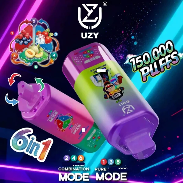 UZY 150,000(150K) Puffs  6-in-1 Disposable Vape