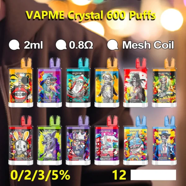 VAPME CRYSTAL 600 Puffs Rechargeable Disposable Vape