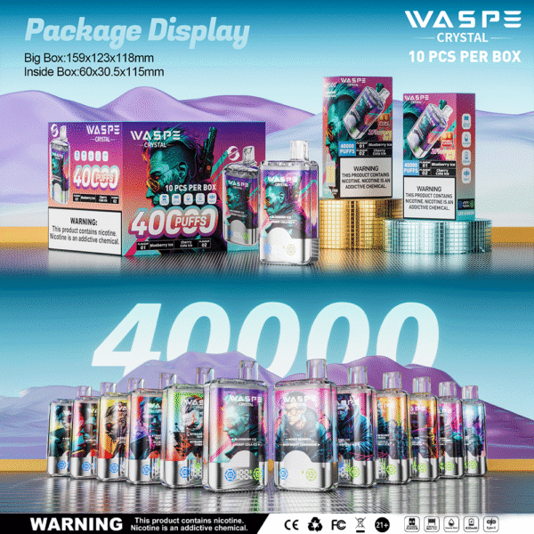 WASPE Crystal 40000（40K) Puffs Rechargeable Disposable Vape