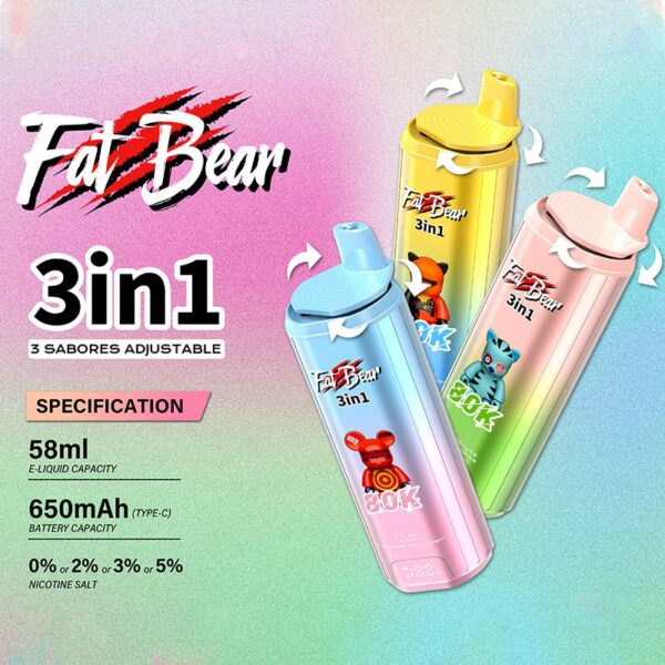 IVONO AIM FAT BEAR 80000 (80K)PUFFS Triple Tastes Disposable Vape