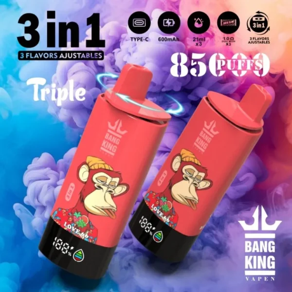 Bang King 3-in-1 85000 (85K) Puffs  Triple Flavor Modes Disposable Vape