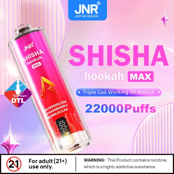 JNR Shisha Hookah Max 22000 (22K)Puffs Disposable Vape